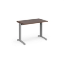 TR10 straight desk 1000mm x 600mm - silver frame and walnut top