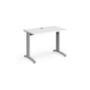 TR10 straight desk 1000mm x 600mm - silver frame and white top