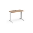 TR10 straight desk 1000mm x 600mm - white frame and beech top