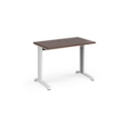TR10 straight desk 1000mm x 600mm - white frame and walnut top