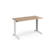 TR10 straight desk 1200mm x 600mm - white frame and beech top