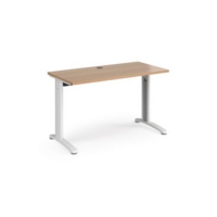 TR10 straight desk 1200mm x 600mm - white frame and beech top