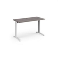 TR10 straight desk 1200mm x 600mm - white frame and grey oak top