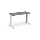 TR10 straight desk 1200mm x 600mm - white frame and grey oak top