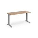 TR10 straight desk 1400mm x 600mm - silver frame and beech top