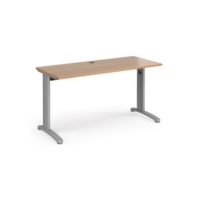 TR10 straight desk 1400mm x 600mm - silver frame and beech top