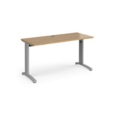 TR10 straight desk 1400mm x 600mm - silver frame and oak top