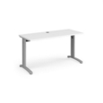 TR10 straight desk 1400mm x 600mm - silver frame and white top