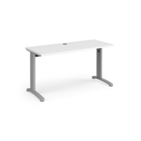 TR10 straight desk 1400mm x 600mm - silver frame and white top