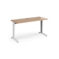 TR10 straight desk 1400mm x 600mm - white frame and beech top