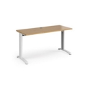 TR10 straight desk 1400mm x 600mm - white frame and oak top