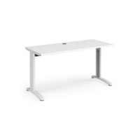 TR10 straight desk 1400mm x 600mm - white frame and white top