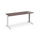 TR10 straight desk 1600mm x 600mm - white frame and walnut top