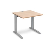 TR10 straight desk 800mm x 800mm - silver frame and beech top