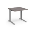 TR10 straight desk 800mm x 800mm - silver frame and grey oak top
