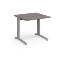TR10 straight desk 800mm x 800mm - silver frame and grey oak top