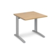TR10 straight desk 800mm x 800mm - silver frame and oak top