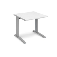 TR10 straight desk 800mm x 800mm - silver frame and white top