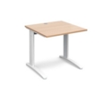 TR10 straight desk 800mm x 800mm - white frame and beech top