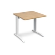 TR10 straight desk 800mm x 800mm - white frame and oak top