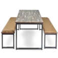 Otto benching solution dining table 1200mm wide - silver frame and barcelona walnut top