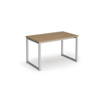 Otto benching solution dining table 1200mm wide - silver frame and kendal oak top