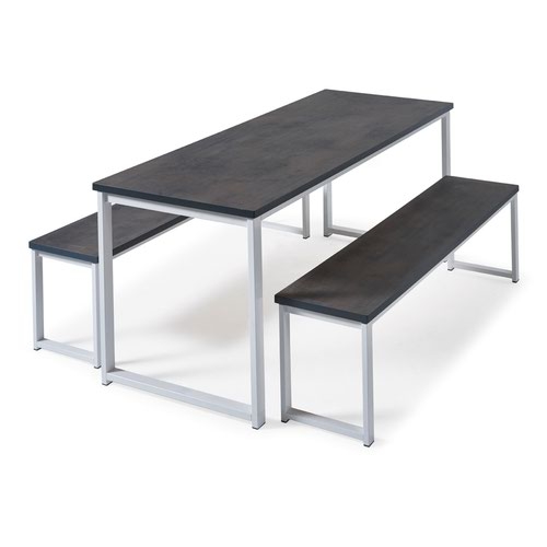 Otto benching solution dining table 1200mm wide - silver frame and white top