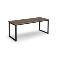Otto benching solution dining table 1800mm wide - black frame and barcelona walnut top