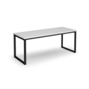 Otto benching solution dining table 1800mm wide - black frame and white top