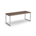 Otto benching solution dining table 1800mm wide - silver frame and barcelona walnut top