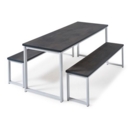 Otto benching solution dining table 1800mm wide - silver frame and barcelona walnut top
