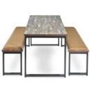 Otto benching solution dining table 1800mm wide - silver frame and barcelona walnut top