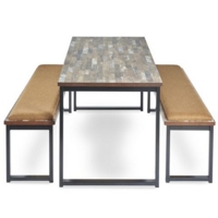Otto benching solution dining table 1800mm wide - silver frame and barcelona walnut top