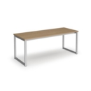 Otto benching solution dining table 1800mm wide - silver frame and kendal oak top