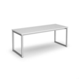 Otto benching solution dining table 1800mm wide - silver frame and white top