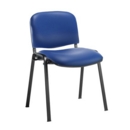Taurus meeting room stackable chair with black frame and no arms - Ocean Blue vinyl