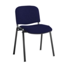 Taurus meeting room stackable chair with black frame and no arms - Ocean Blue