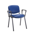 Taurus meeting room stackable chair with black frame and fixed arms - Ocean Blue vinyl