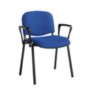 Taurus meeting room stackable chair with black frame and fixed arms - blue