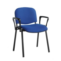 Taurus meeting room stackable chair with black frame and fixed arms - blue