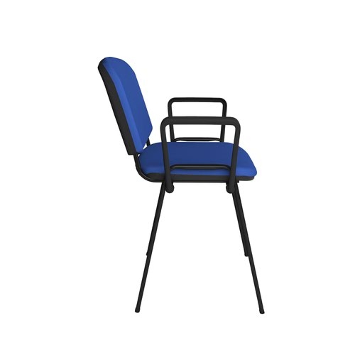 Taurus meeting room stackable chair with black frame and fixed arms - blue