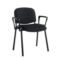Taurus meeting room stackable chair with black frame and fixed arms - charcoal
