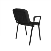 Taurus meeting room stackable chair with black frame and fixed arms - charcoal