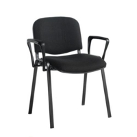 Taurus meeting room stackable chair with black frame and fixed arms - black