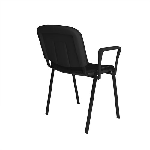 Taurus meeting room stackable chair with black frame and fixed arms - black