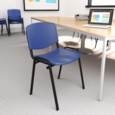 Taurus plastic meeting room stackable chair with fixed arms - blue with black frame