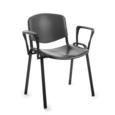 Taurus plastic meeting room stackable chair with fixed arms - black with black frame