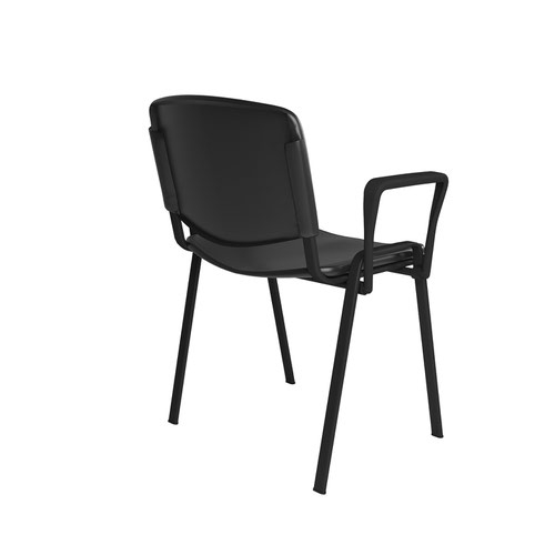 Taurus plastic meeting room stackable chair with fixed arms - black with black frame