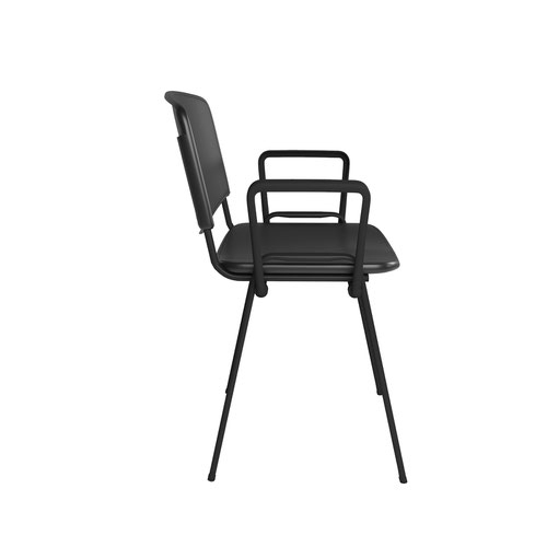 Taurus plastic meeting room stackable chair with fixed arms - black with black frame