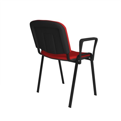 Taurus meeting room stackable chair with black frame and fixed arms - red